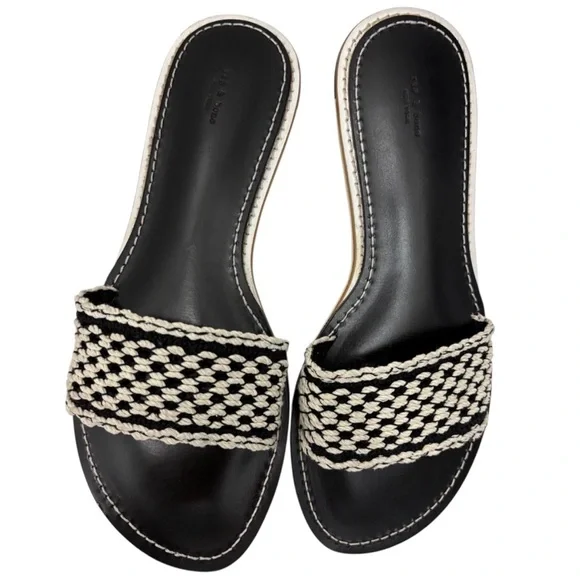 rag & bone Melrose Crochet Flat Slide – Black/Ivory – 9.5 – New, Unworn - Picture 4 of 6